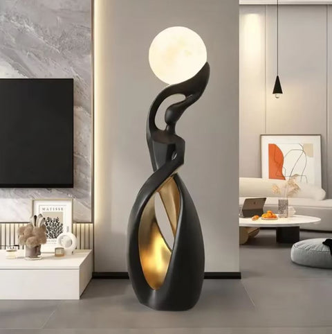 Statua astratta nordica Nero / Oro 82 cm