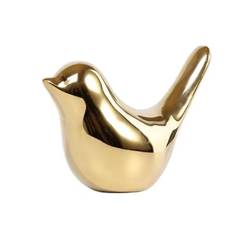 Statua di uccello in stile nordico, dorata 8 cm