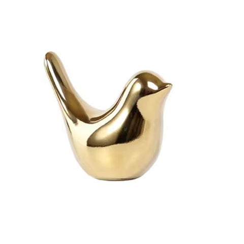 Statua di uccello in stile nordico, dorata 8 cm