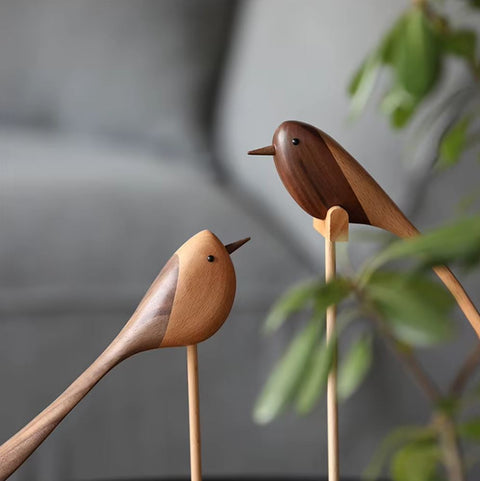 Uccello in legno dal design nordico 24 cm