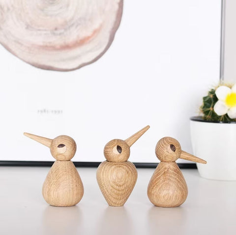 Statua uccello dal becco appuntito in legno stile nordico 8 cm