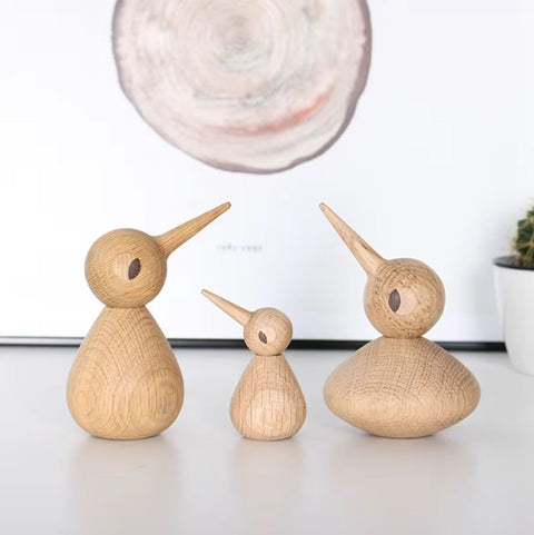 Statua uccello dal becco appuntito in legno stile nordico 10 cm