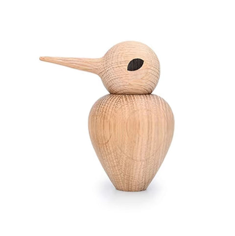Statua uccello dal becco appuntito in legno stile nordico 12 cm
