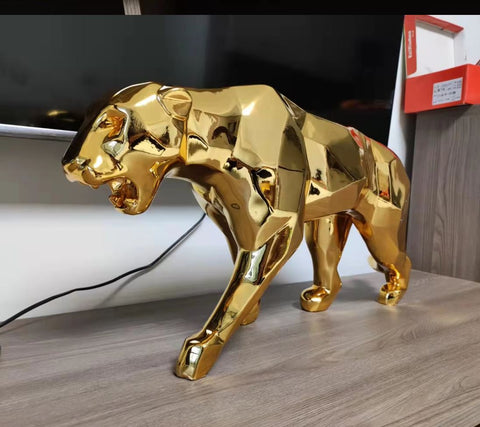 Statua Pantera Origami in Resina Oro 70 cm