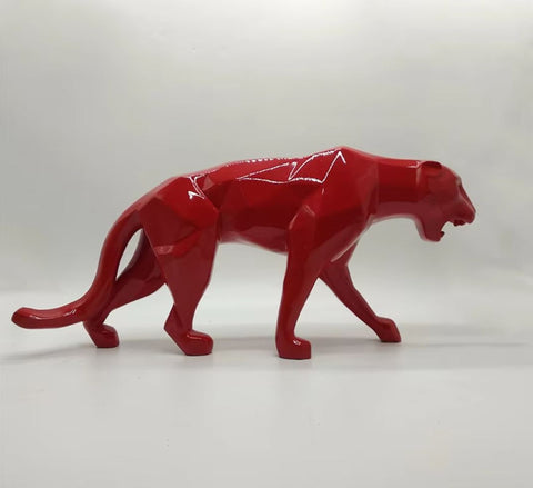 Statua Pantera Origami in resina rossa 70 cm