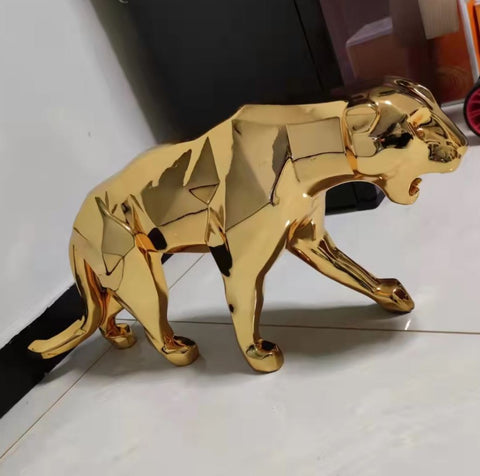 Statua Pantera Origami in Resina Oro 70 cm