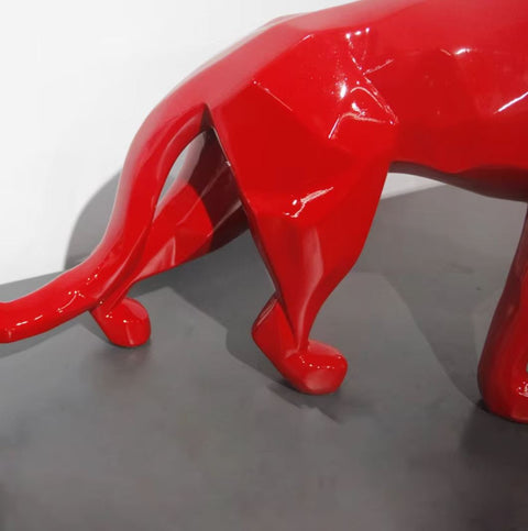 Statua Pantera Origami in resina rossa 70 cm
