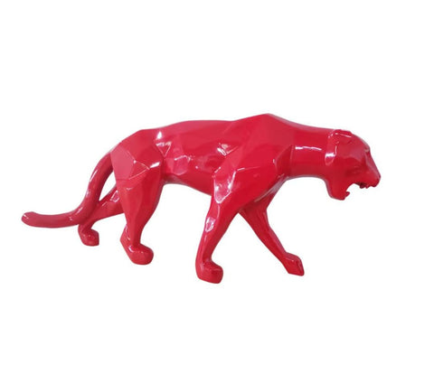 Statua Pantera Origami in resina rossa 70 cm