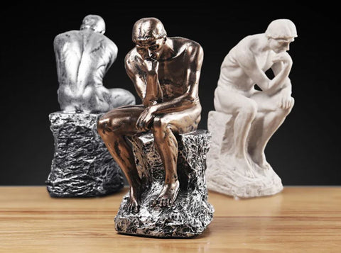 Statua Il Pensatore di Rodin effetto bronzo 24 cm