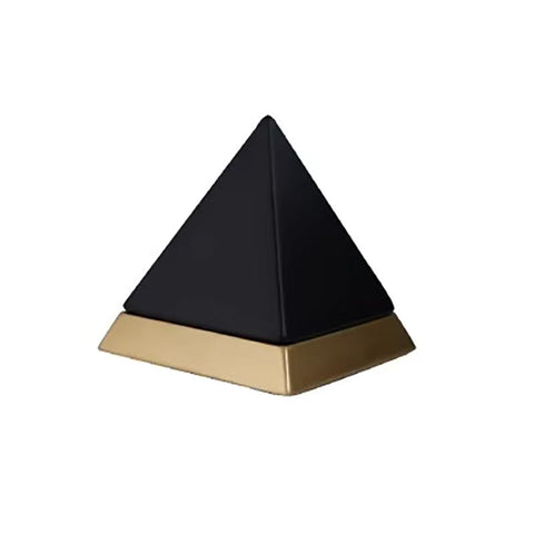 Statua piramide in ceramica bianca e oro 14 cm