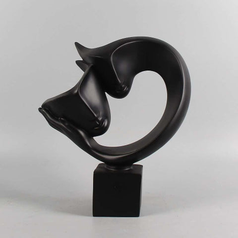 Statua astratta di coppia in resina nera 27 cm