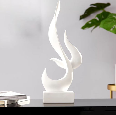 Scultura astratta fiamma bianca 15 cm