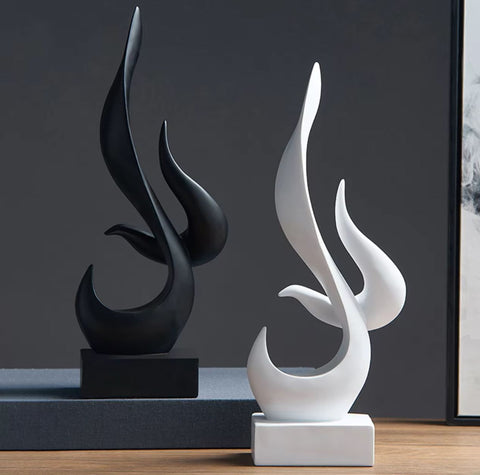 Scultura astratta fiamma bianca 15 cm