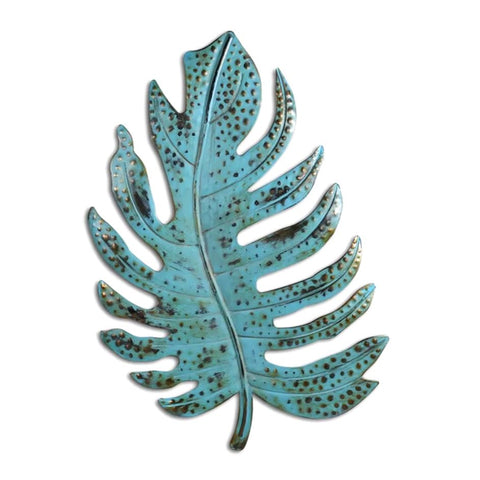 Scultura da parete in metallo a forma di foglia 28 cm