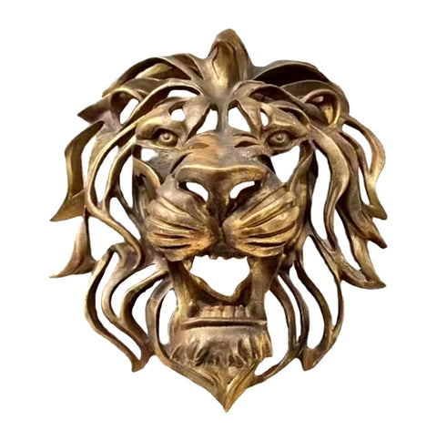 Statua da parete dorata con testa di leone 30 cm