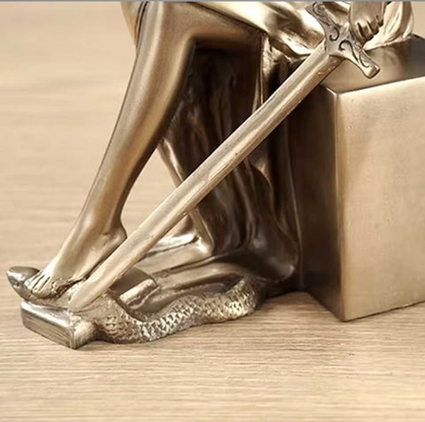 Fermalibri in bronzo raffiguranti la statua della giustizia – Set di 2 – 26 cm