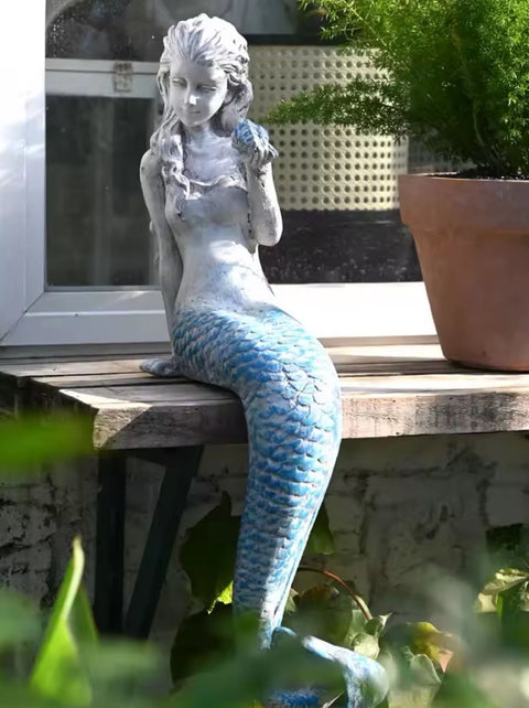 Statua di sirena femminile per esterni 63 cm