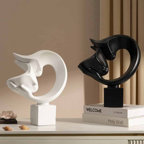 Statua astratta di coppia in resina nera 27 cm