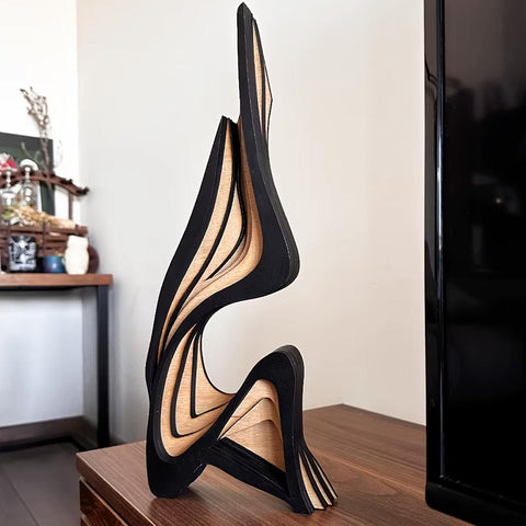 Statua in legno dal design astratto, 40 cm