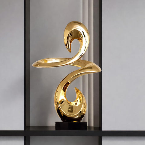 Statua astratta in resina dorata – Scultura decorativa 49 cm