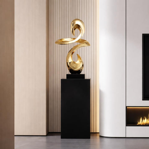 Statua astratta in resina dorata – Scultura decorativa 49 cm