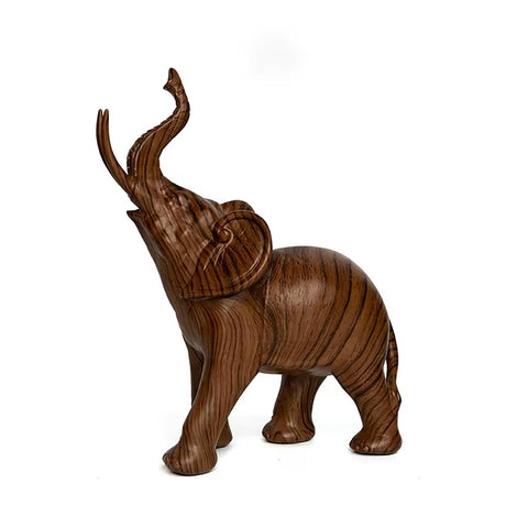 Statua elefante in resina simil legno 26 cm