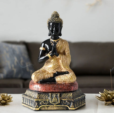Statua del Buddha Amitabha nero / oro 23 cm