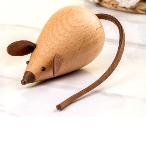 Statua di topo in legno in stile nordico 6 cm