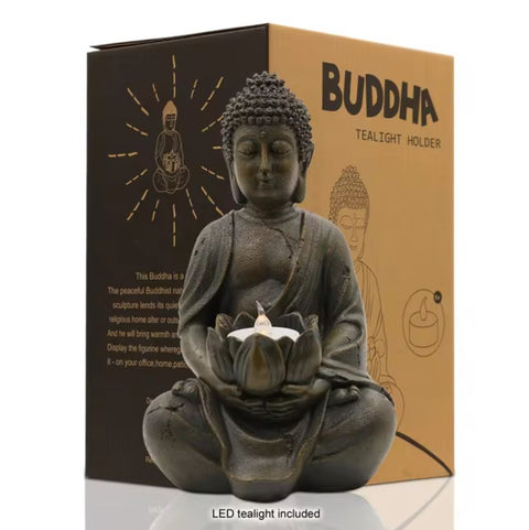 Statua di Buddha da interno/esterno con LED 21 cm