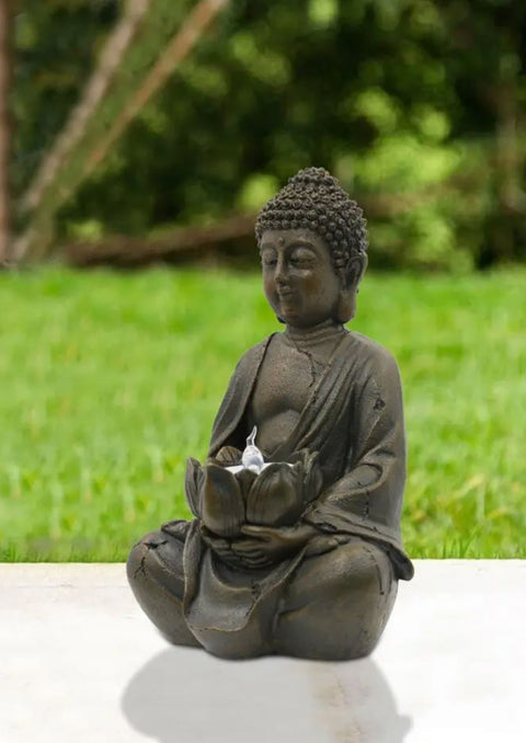 Statua di Buddha da interno/esterno con LED 21 cm