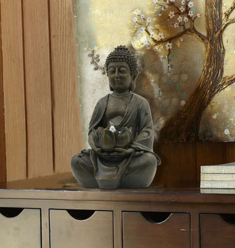 Statua di Buddha da interno/esterno con LED 21 cm