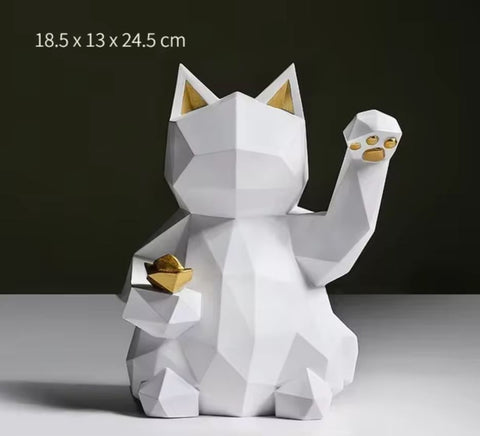 Statua gatto origami bianco 24 cm