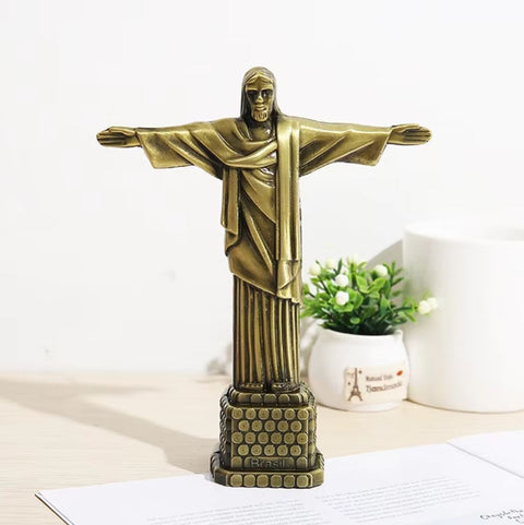 Statua Cristo Redentore in metallo 18 cm