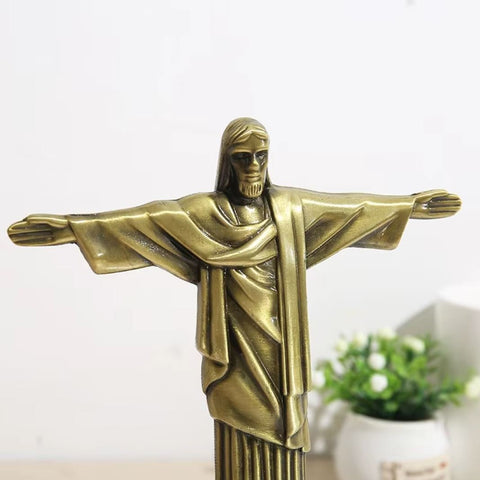 Statua Cristo Redentore in metallo 18 cm