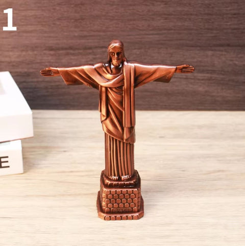 Statua Cristo Redentore in metallo 18 cm