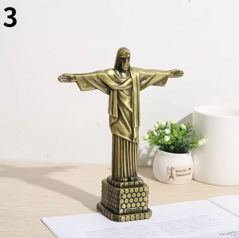 Statua Cristo Redentore in metallo 18 cm