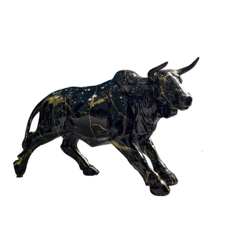 Statua toro in resina nera 18 cm