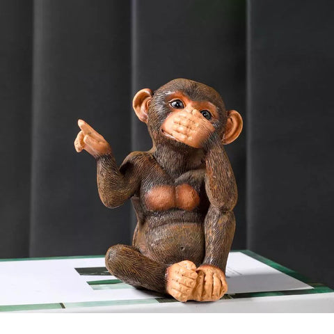 Statua del gorilla  <br>Figurina Scimmia Saggezza 13 cm