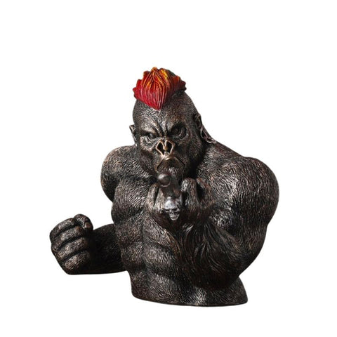 Statua di gorilla in resina<br> Nero