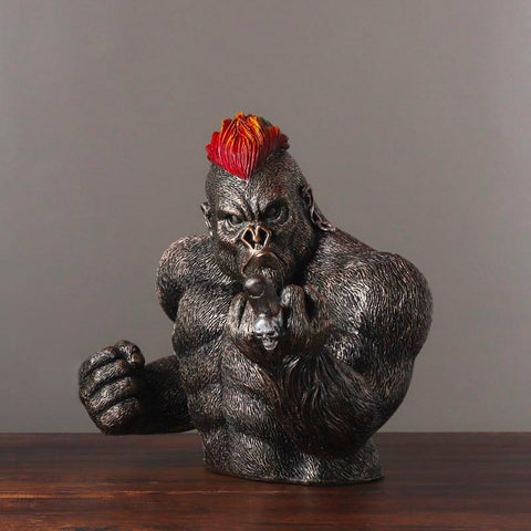 Statua di gorilla in resina<br> Nero