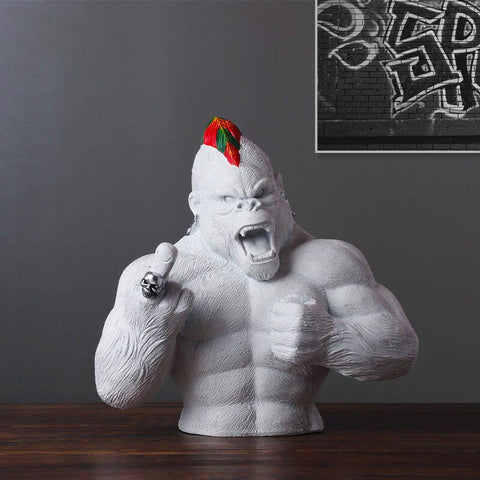 Statua di gorilla in resina<br> Nero