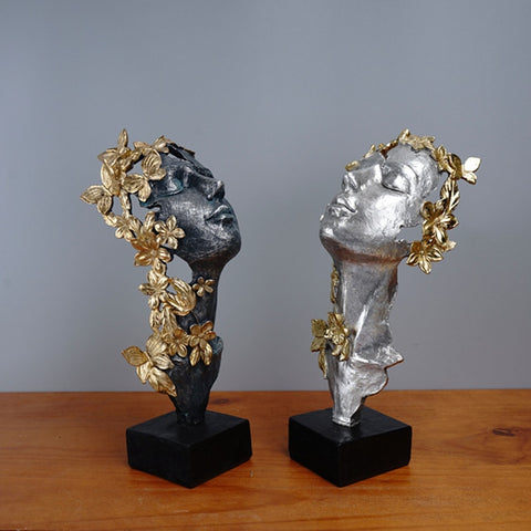 Statua di donna<br> Scultura Volto di donna 31 cm