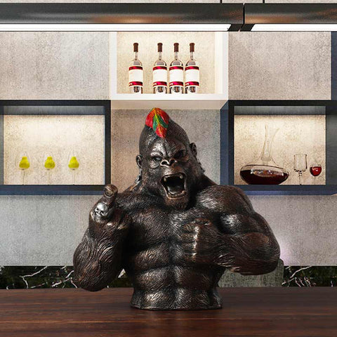 Statua di gorilla in resina<br> Nero