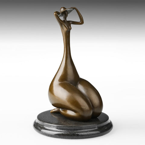 Scultura in bronzo<br> Statua in bronzo Donna seduta 22 cm