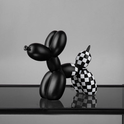 Statua del cane<br> Cane con palloncino a scacchi