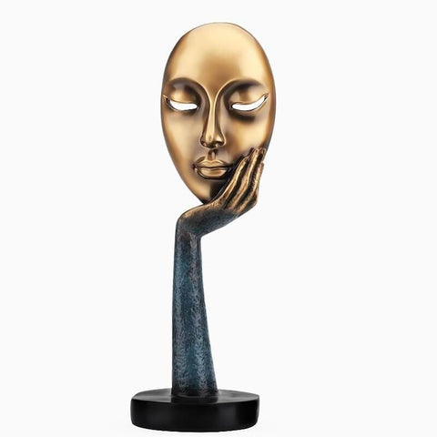 Statua di donna pensosa<br> Volto d'oro 28 / 37 cm