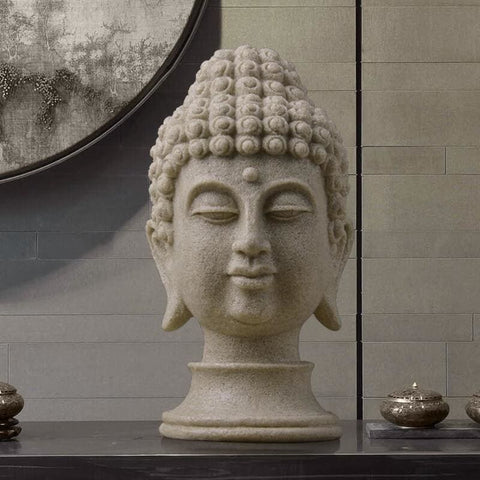 Scultura moderna della testa<br> di Pietra del Buddha 33 cm