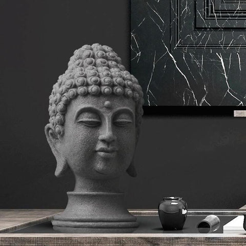 Scultura moderna della testa<br> di Pietra del Buddha 33 cm