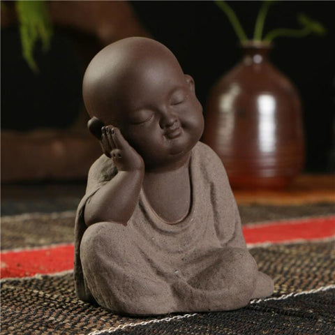 Scultura moderna<br> Statuetta Monaco Buddista 9 cm