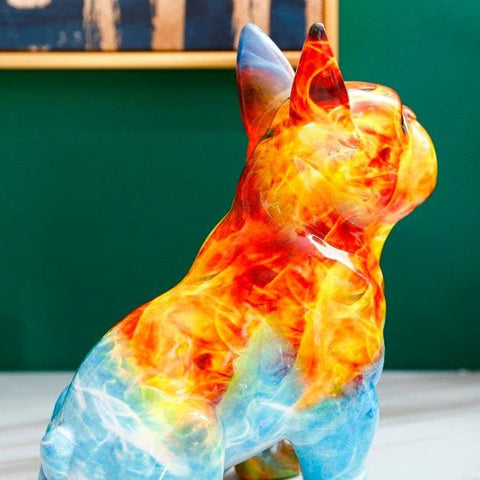 statue bouledogue feu assis